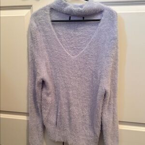 Forever 21 Lilac Fuzzy V-Neck Pullover Sweater